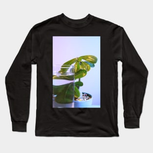 Plant Leaves with Water Glass Photography Long Sleeve T-Shirt